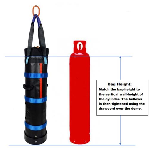 gas bottle lifting bag measuring